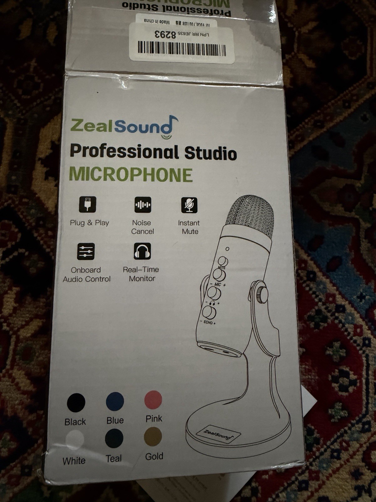 ZealSound K66 USB Studio Microphone Black Noise-Cancelling Plug & Play