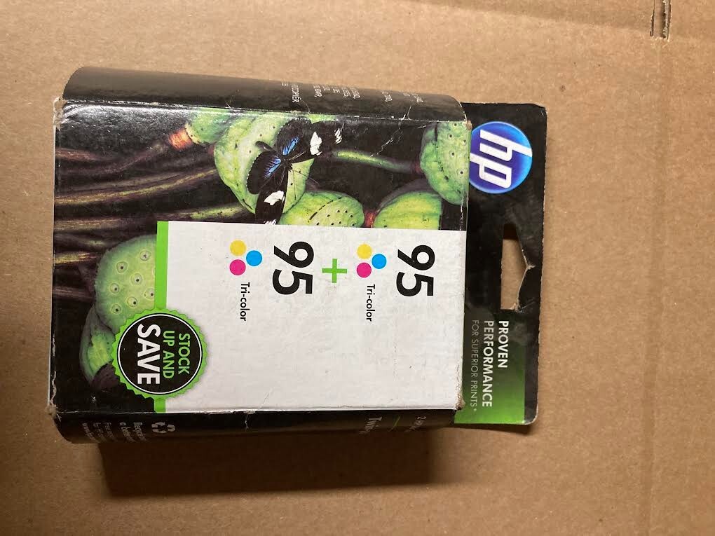 2 X HP 95 Tri Ink Cartridge New Sealed Expired 12/2013 Genuine Original