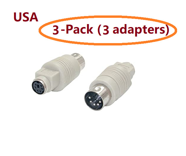 PTC 3pcs Keyboard Adapter PS2 6pin Female to AT 5pin DIN Male Adaptor Cable/Cord