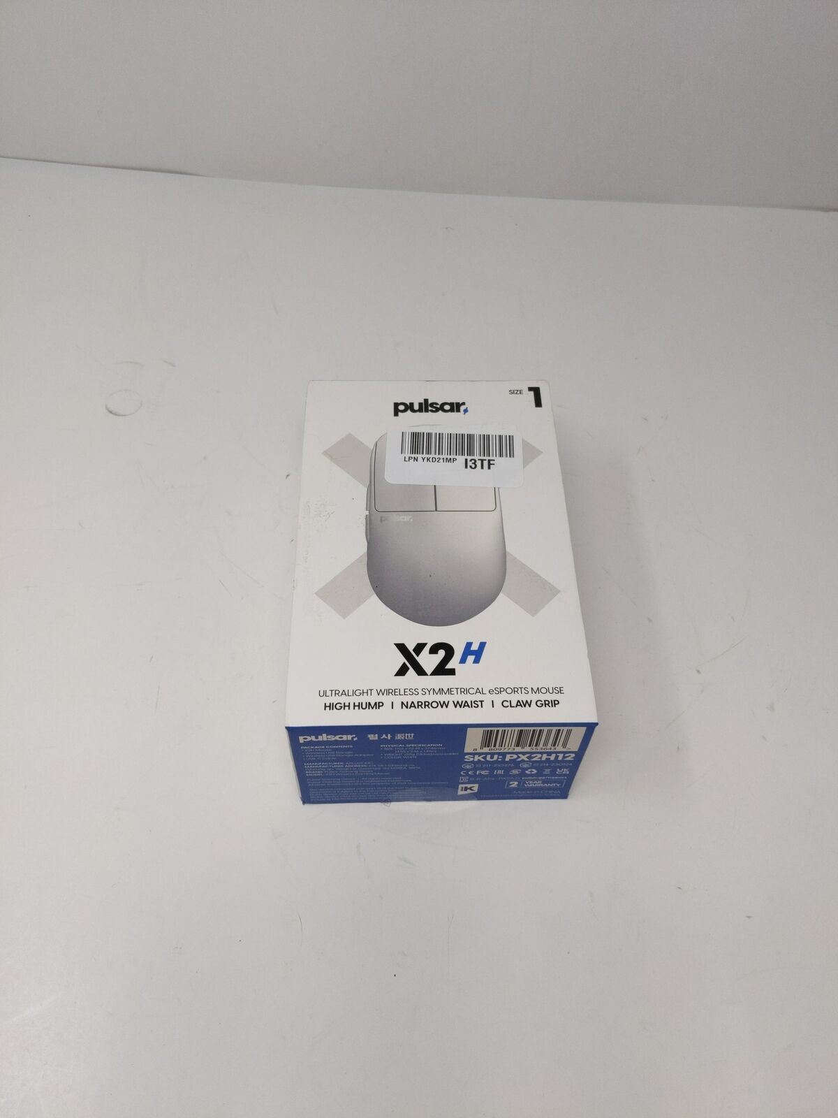 Pulsar X2H Ultralight Wireless/Wired eSports Mouse Size 1 White