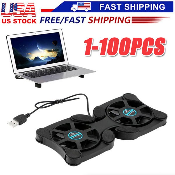 Dual USB Cooling Fan Pad Foldable Slim Fans Cooler Stand For Laptop Notebook LOT