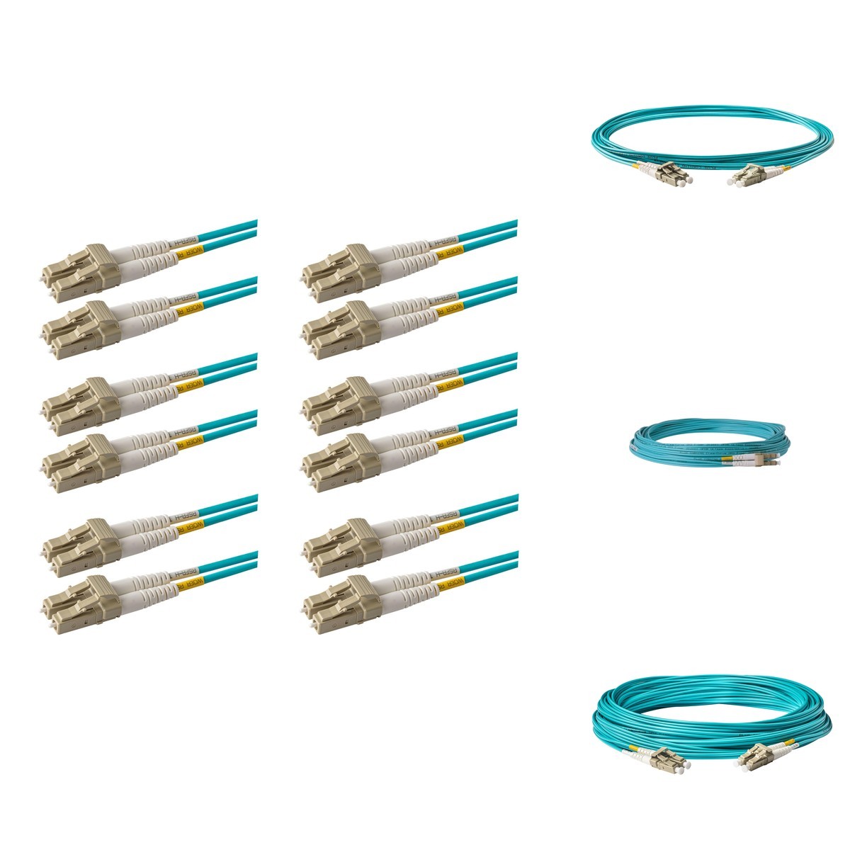 SpeedyFiberTX 6-Pack 1 Meter OM3 50/125 Duplex LC to LC Fiber Cable Aqua