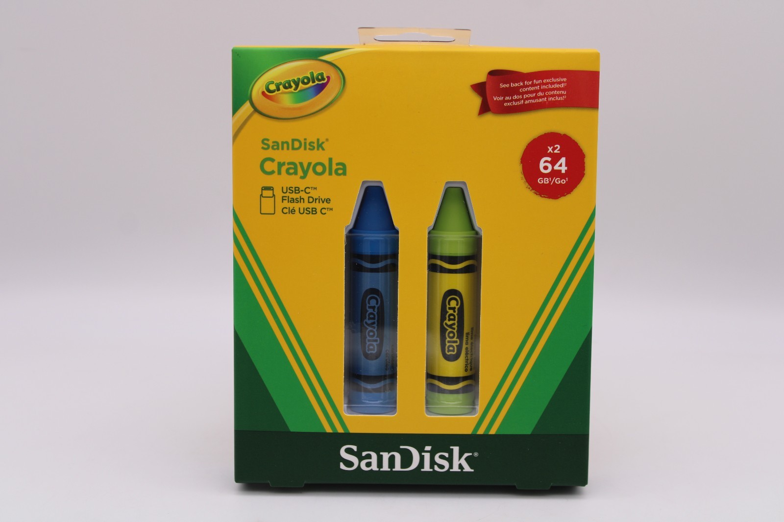 Sandisk Crayola 64GB USB-C Flash Drive 2pk Cerulean Blue Electric Lime NEW Seale