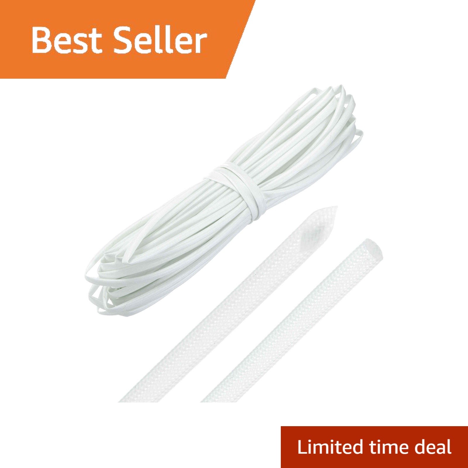 MECCANIXITY Braided Cable Sleeve, 49ft-5mm, White