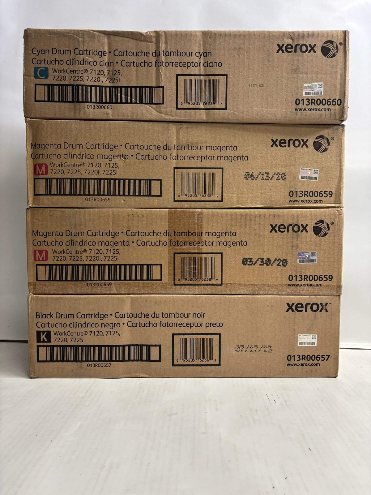 4 New OEM Xerox WC7120,7125,7220,7225 CMMK Drum 013R00657,659,660 (No Yellow)
