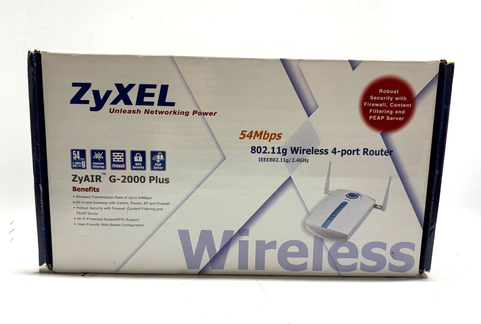 NEW ZyXEL Zyair G-2000 Plus 54 Mbps 4-port 10/100 Router Wireless