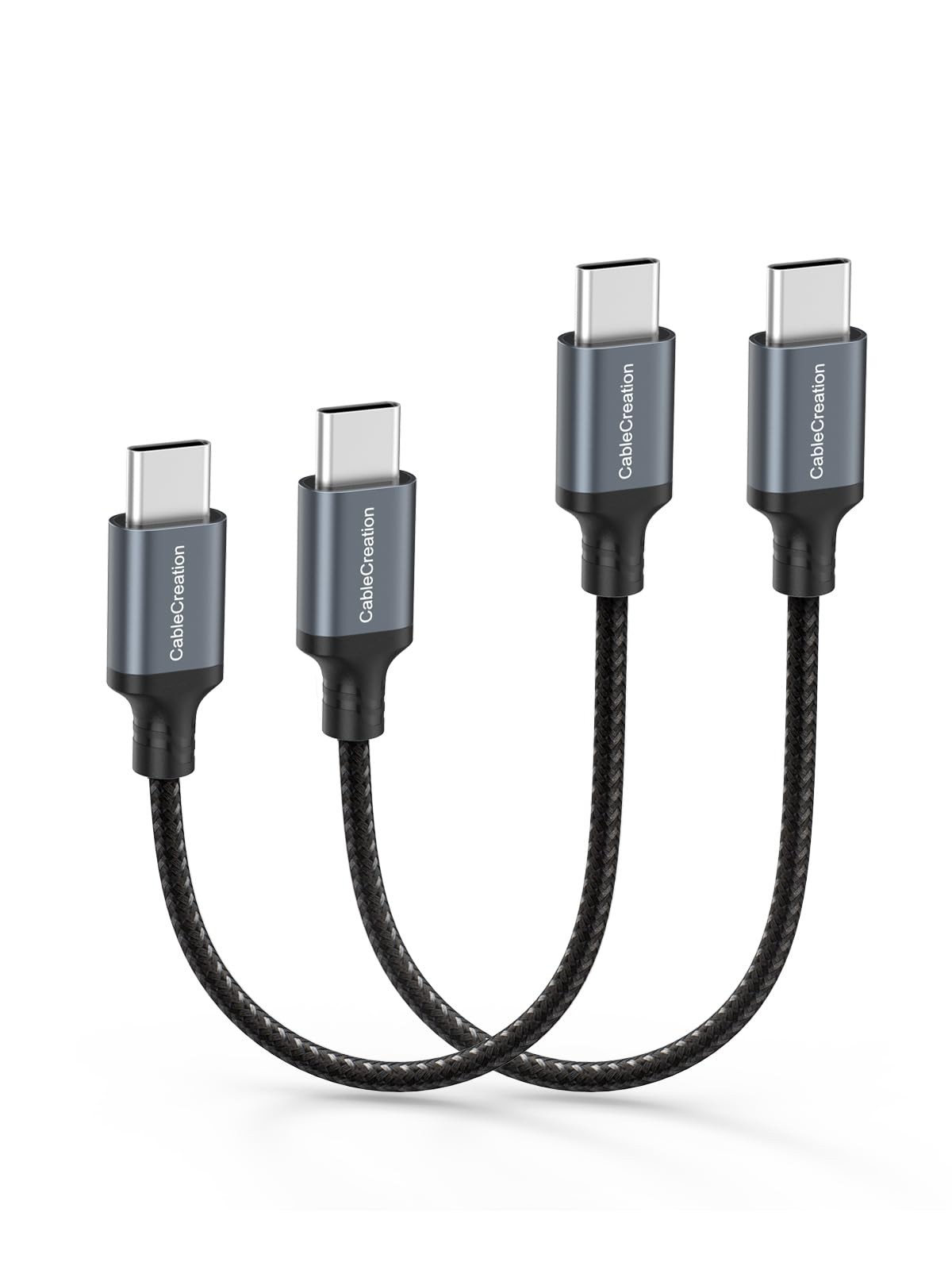 CableCreation USB C to C Cable 2-Pack 0.5FT, 0.5FT 2-Pack, Space gray