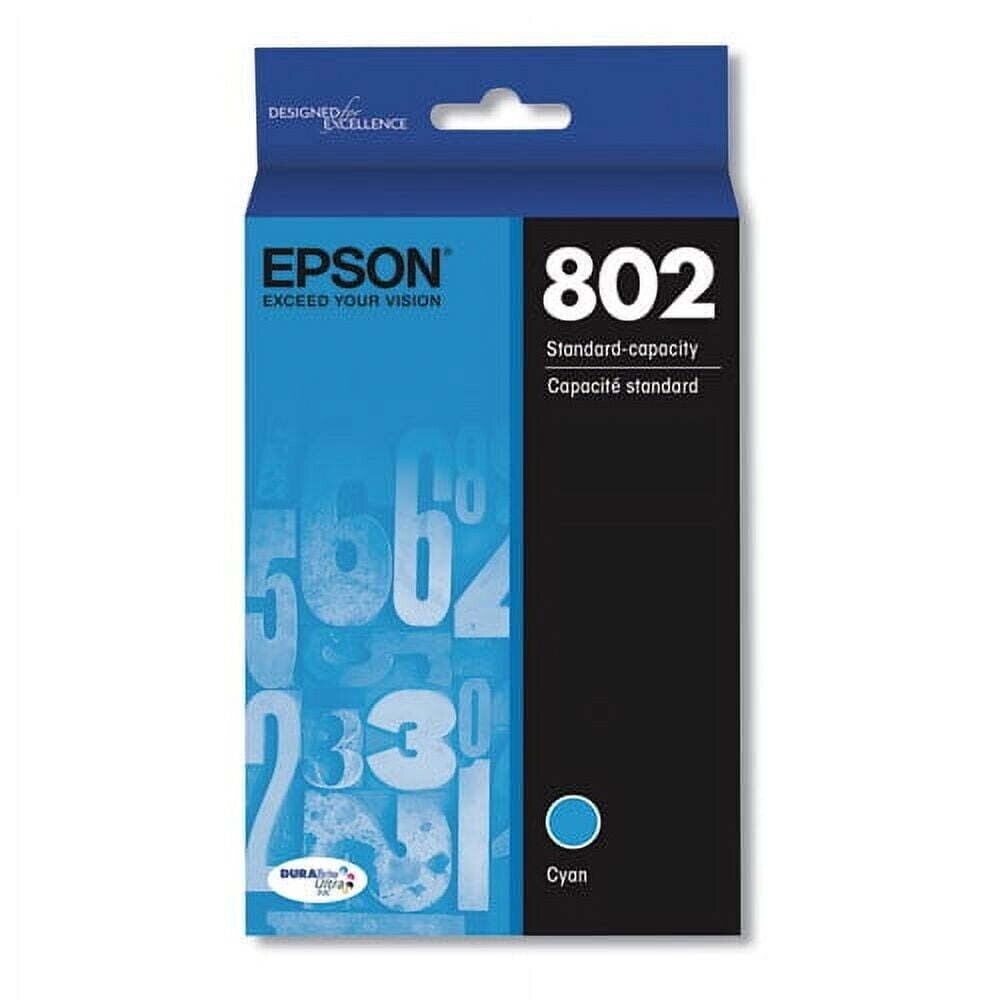 Genuine Epson 802 CYAN Ink Cartridge DURABrite Ultra Brand New EXP 03/2024