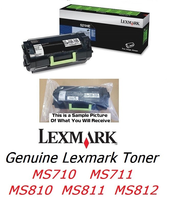 New Genuine Lexmark 521HE High Yield Toner MS710 MS711 MS811 52D1H0E NO BOX