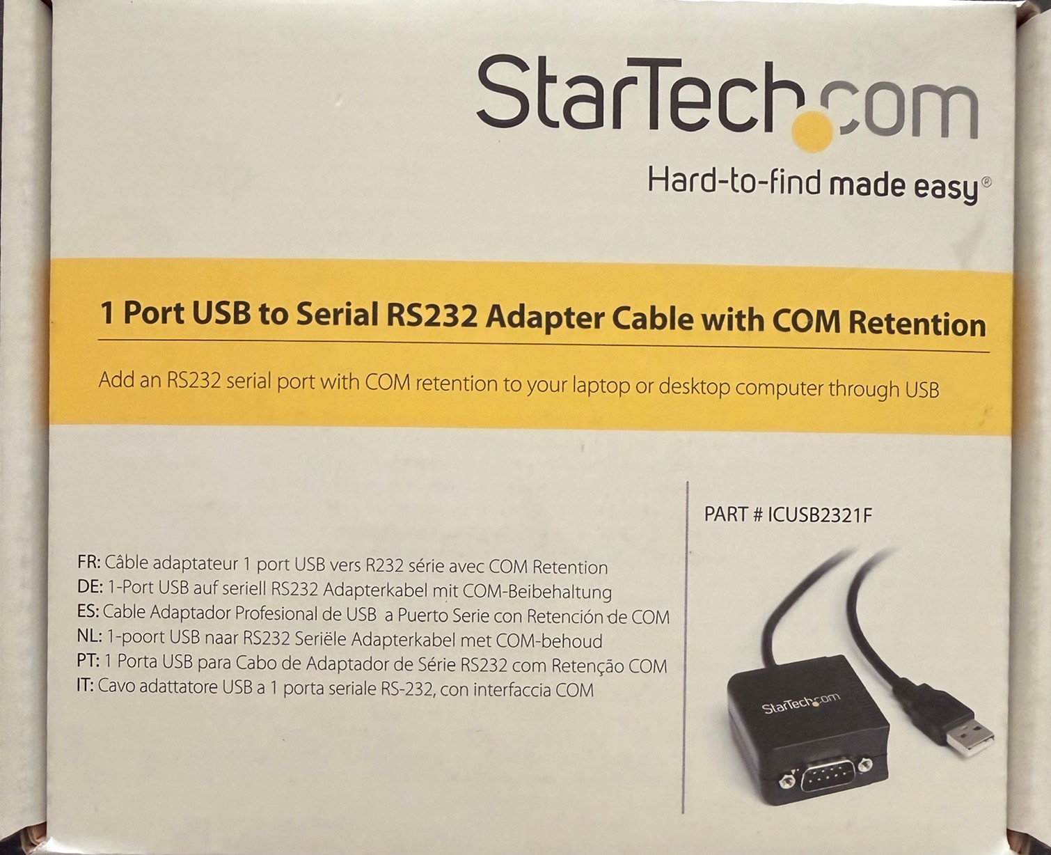 Startech ICUSB2321F  1 Port USB to Serial RS232 Adapter Cable with COM Retention