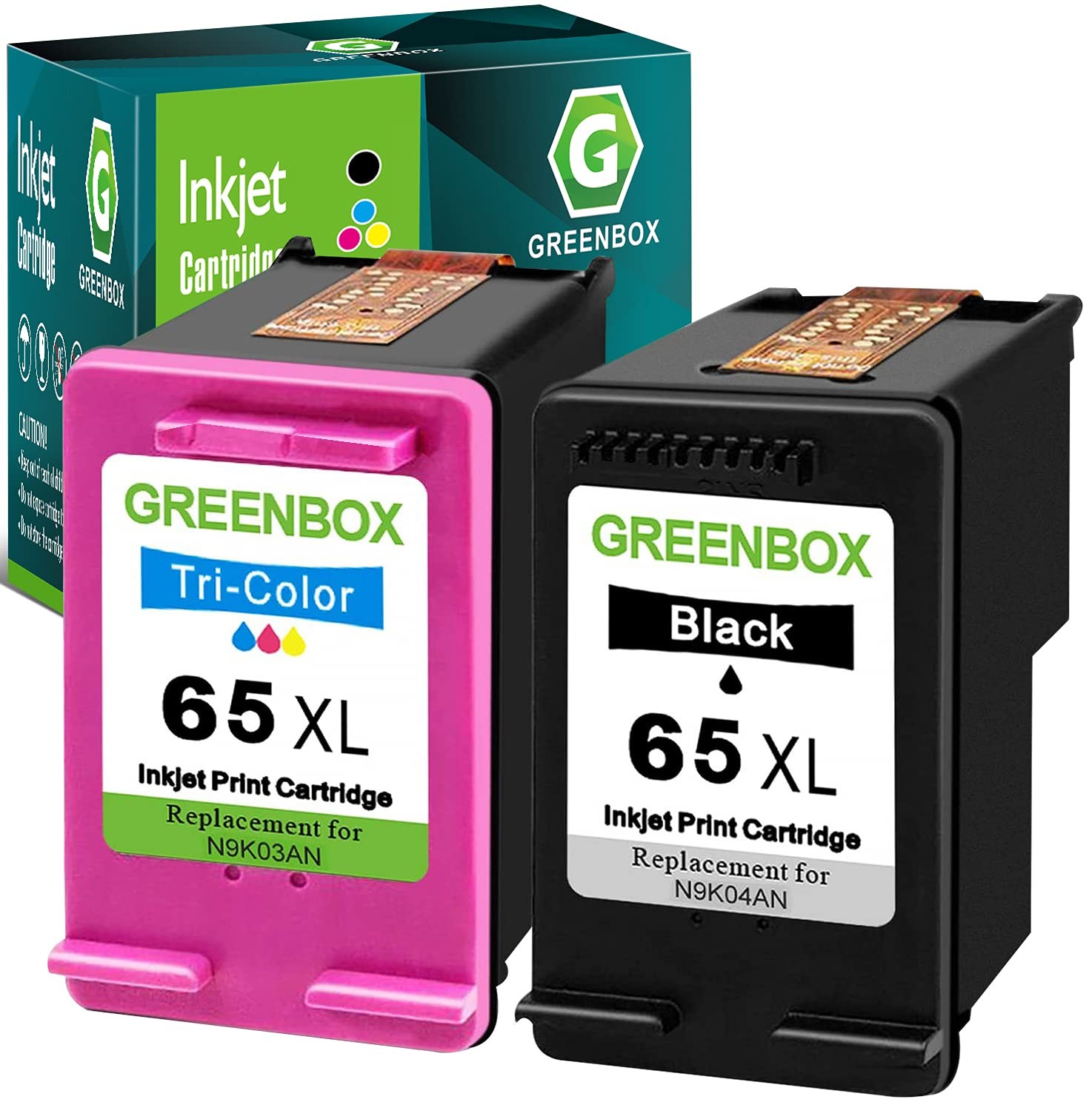65XL Ink Cartridges for Envy 5055 DeskJet 3755,1 Black 1 Tri-Color
