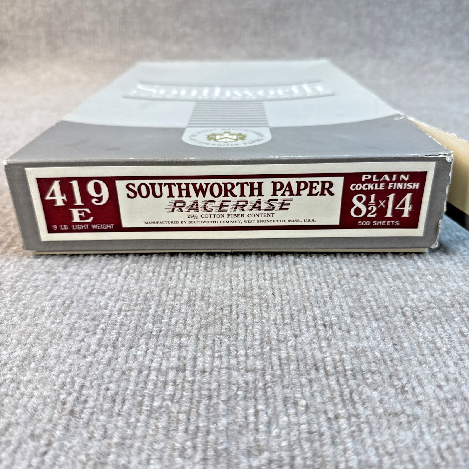 Vtg Southworth RaceRase Onionskin Paper 419E Legal 8.5x14 500 Box 25% Cotton 9lb