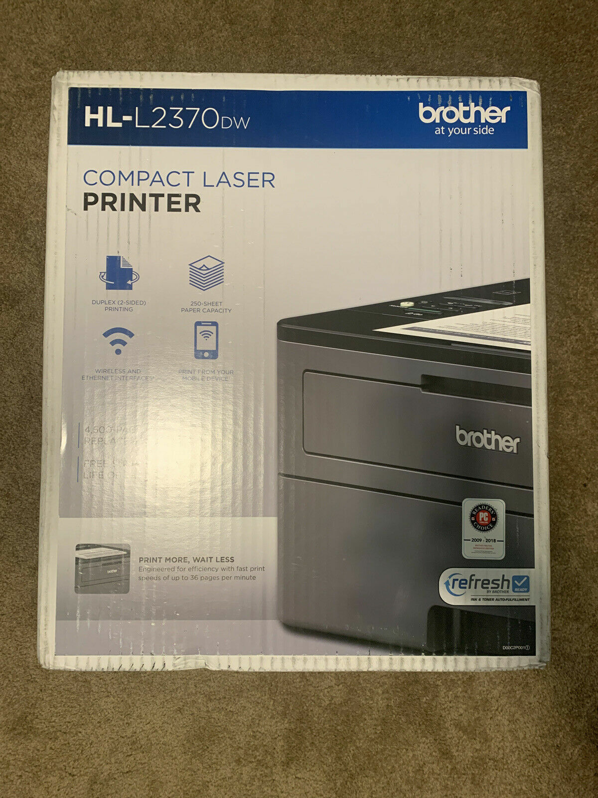 NEW Brother HL-L2370DW Wireless Monochrome Laser Printer - Black