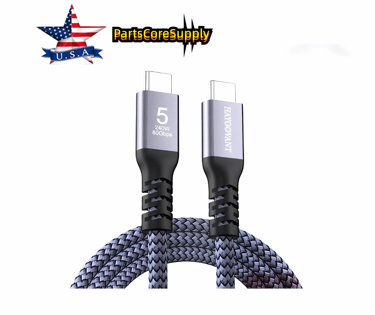 Thunderbolt 5 woven  cable 3.3 feet 80Gbps 240W fast charging TB5-X100BZ USK