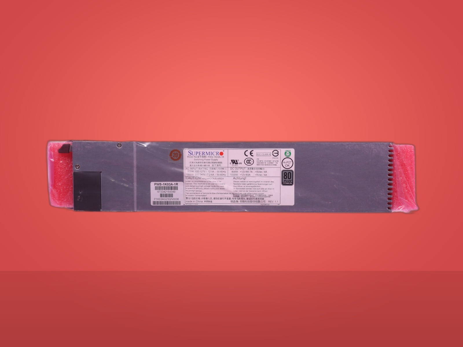 Supermicro PWS-1K03A-1R 672042164349 1000W 1U Redundant 80 Plus Power Supply
