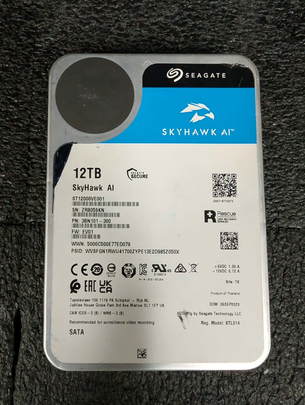 Seagate 3BN101-300 ST12000VE001 12TB 7.2K RPM 256MB 6Gb/s SATA 3.5" HDD