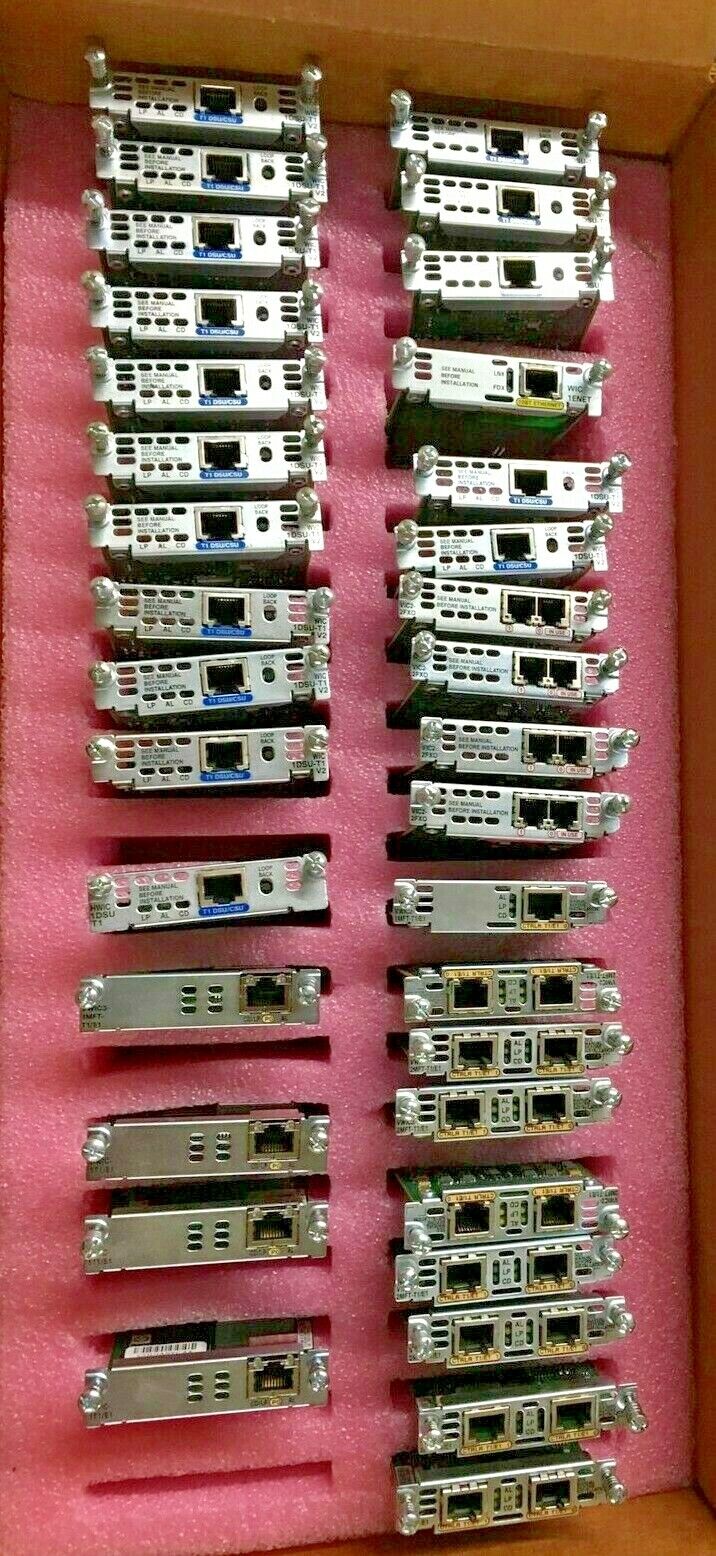 Massive Lot of Cisco WAN cards - VWIC3, WIC1ENET, HWIC1DSUT1, HWIC-1T1/E1 & More