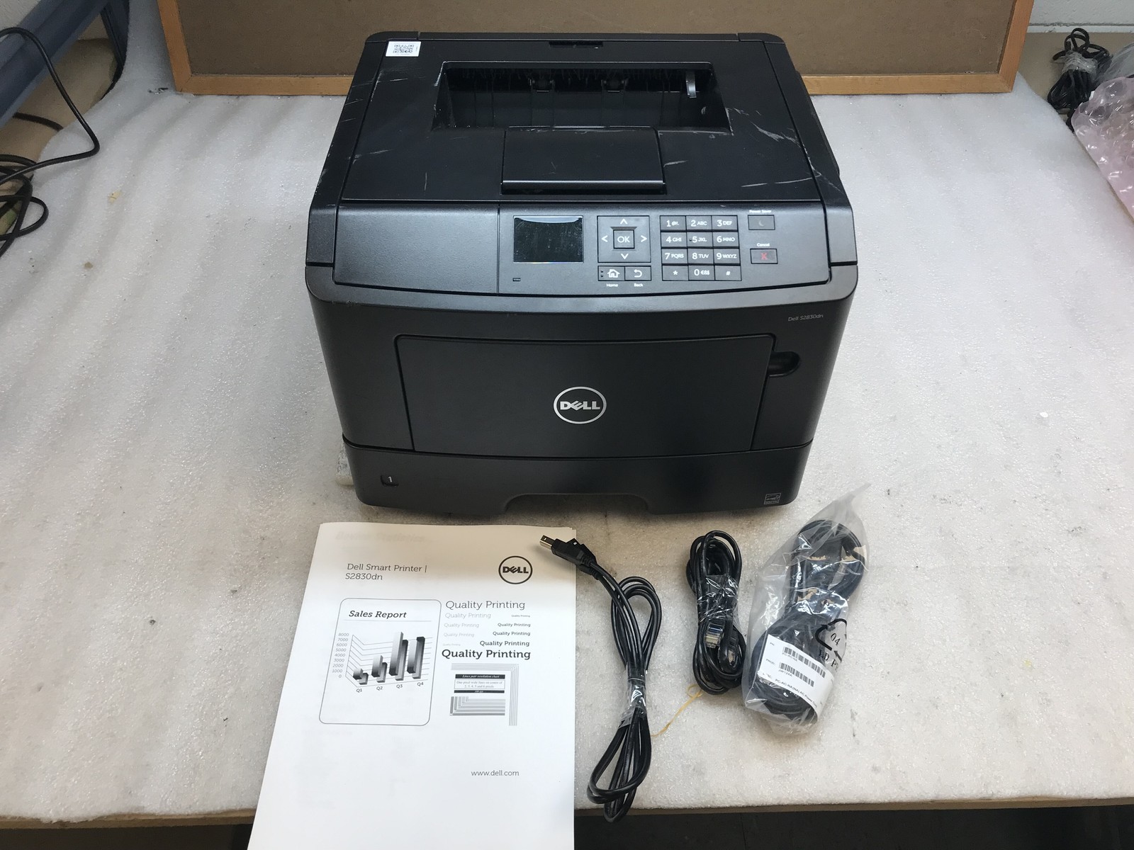Dell S2830DN Monochrome Workgroup Laser Printer 4k Pg Ct w/ Toner & Cords *READ*