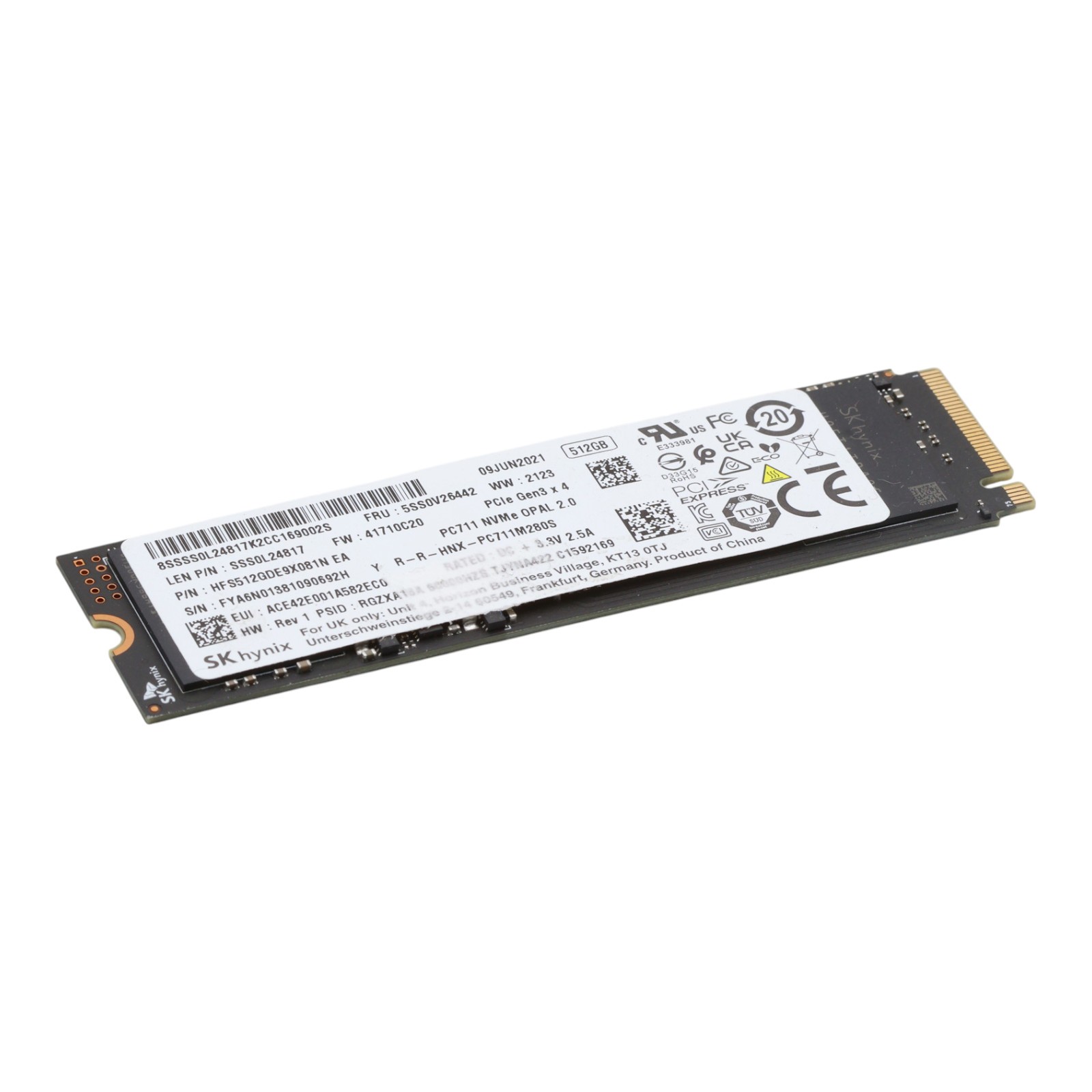 512GB PCIe 3.0 x4 NVMe M.2 2280 SSD SSS0L24817 HFS512GDE9X081N SK hynix PC711 LE
