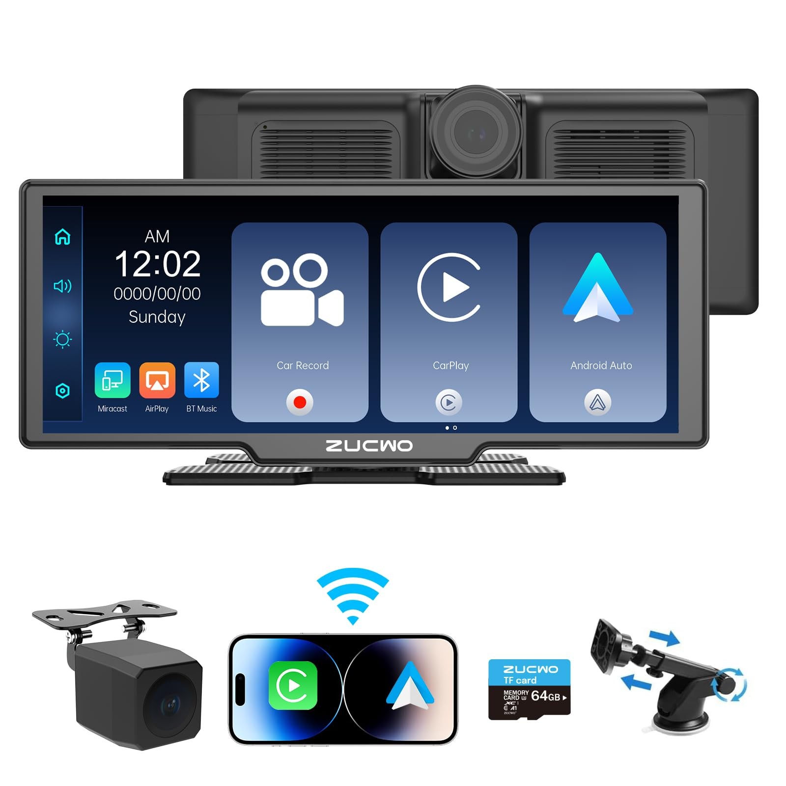 10.26 Inch Wireless CarPlay Screen for Car, Apple CarPlay  Android Auto Touch...