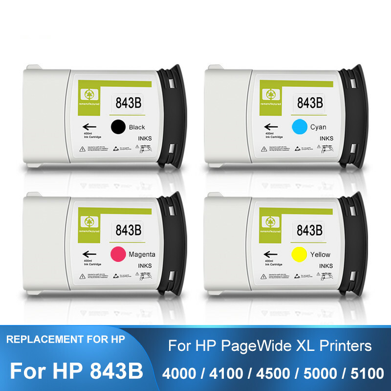 4*400ML HP 843B Compatible Ink Cartridge For HP PageWide XL 4000 4100 5000 5100