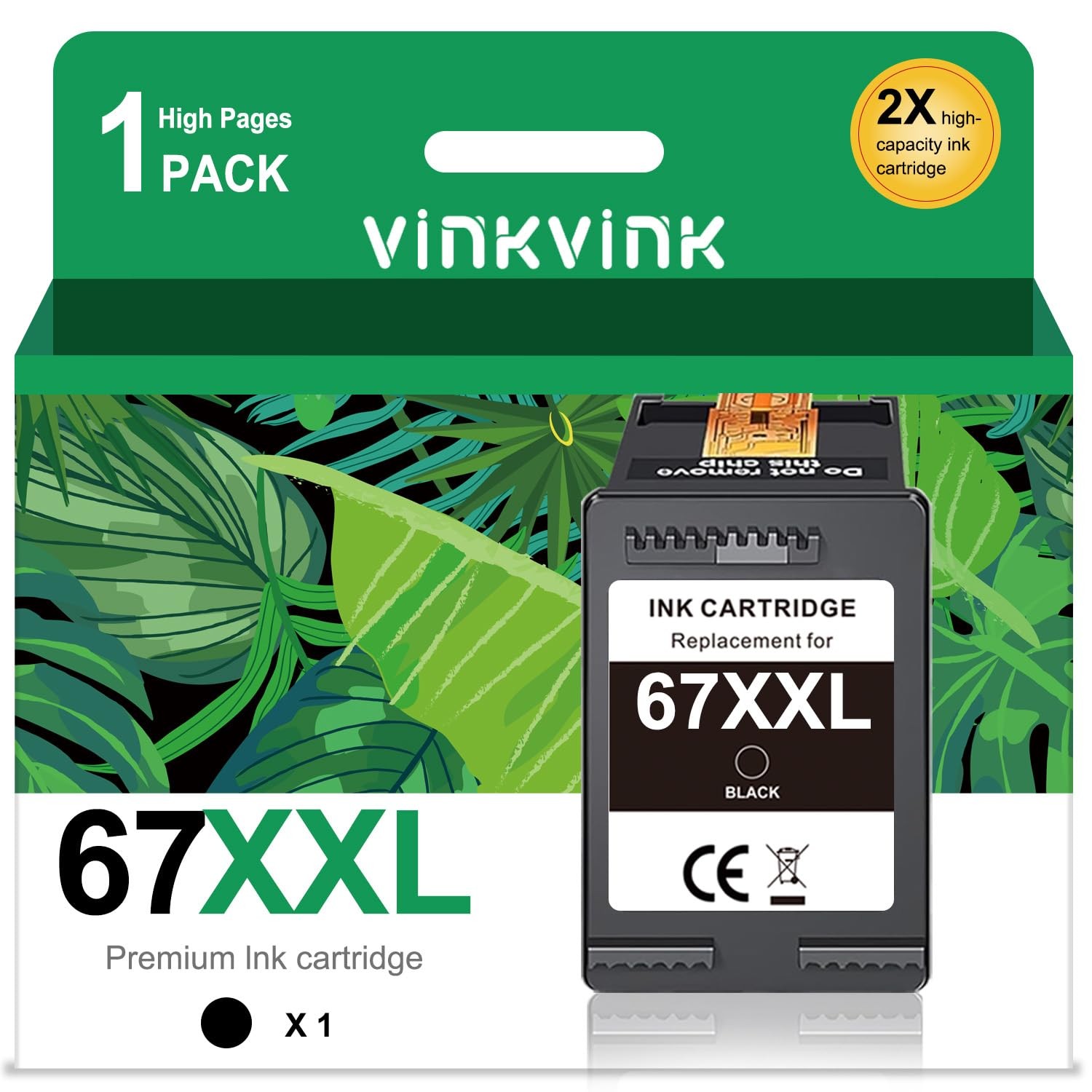 VINKVINK 67XXL Black Ink Cartridge Replacement for HP 67 67XL DeskJet 2755 2723
