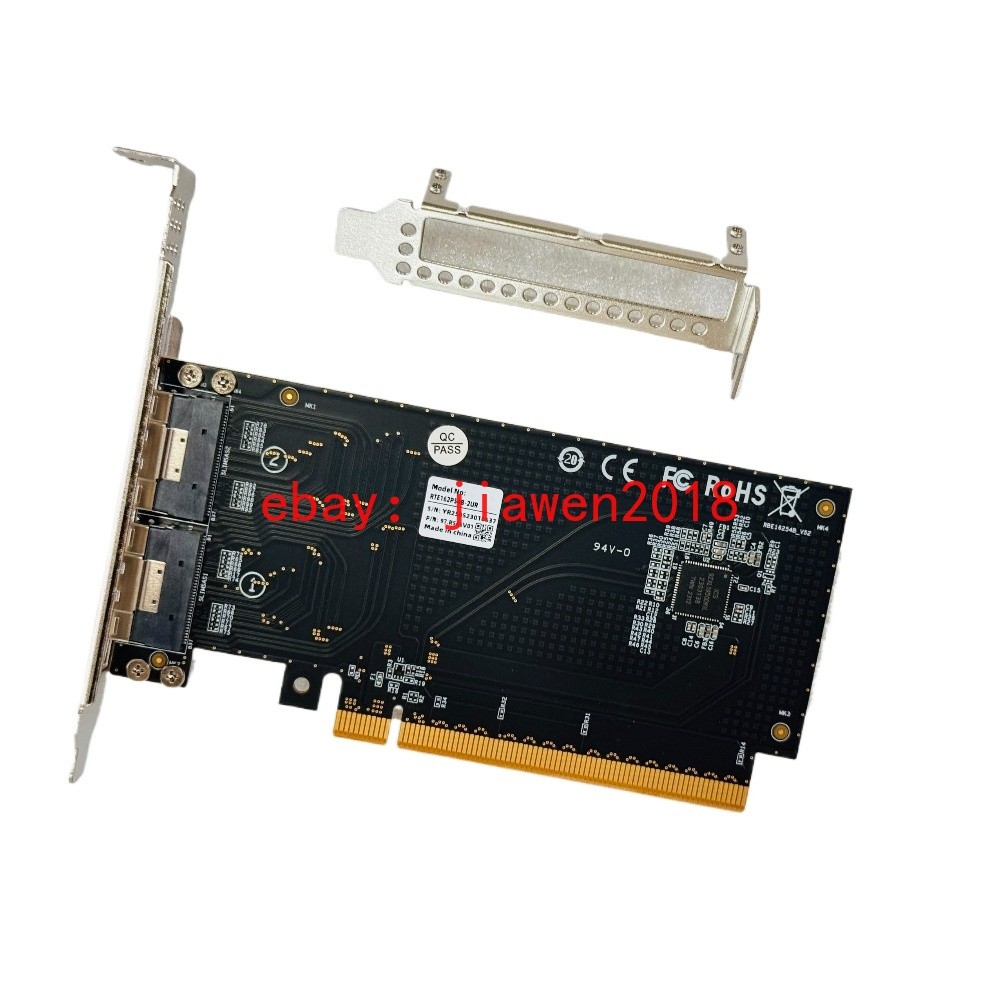 External PCIE X16 To 2 Port SlimSAS 8i SFF-8654 Adapter PCI-E TO U.2 Nvme US