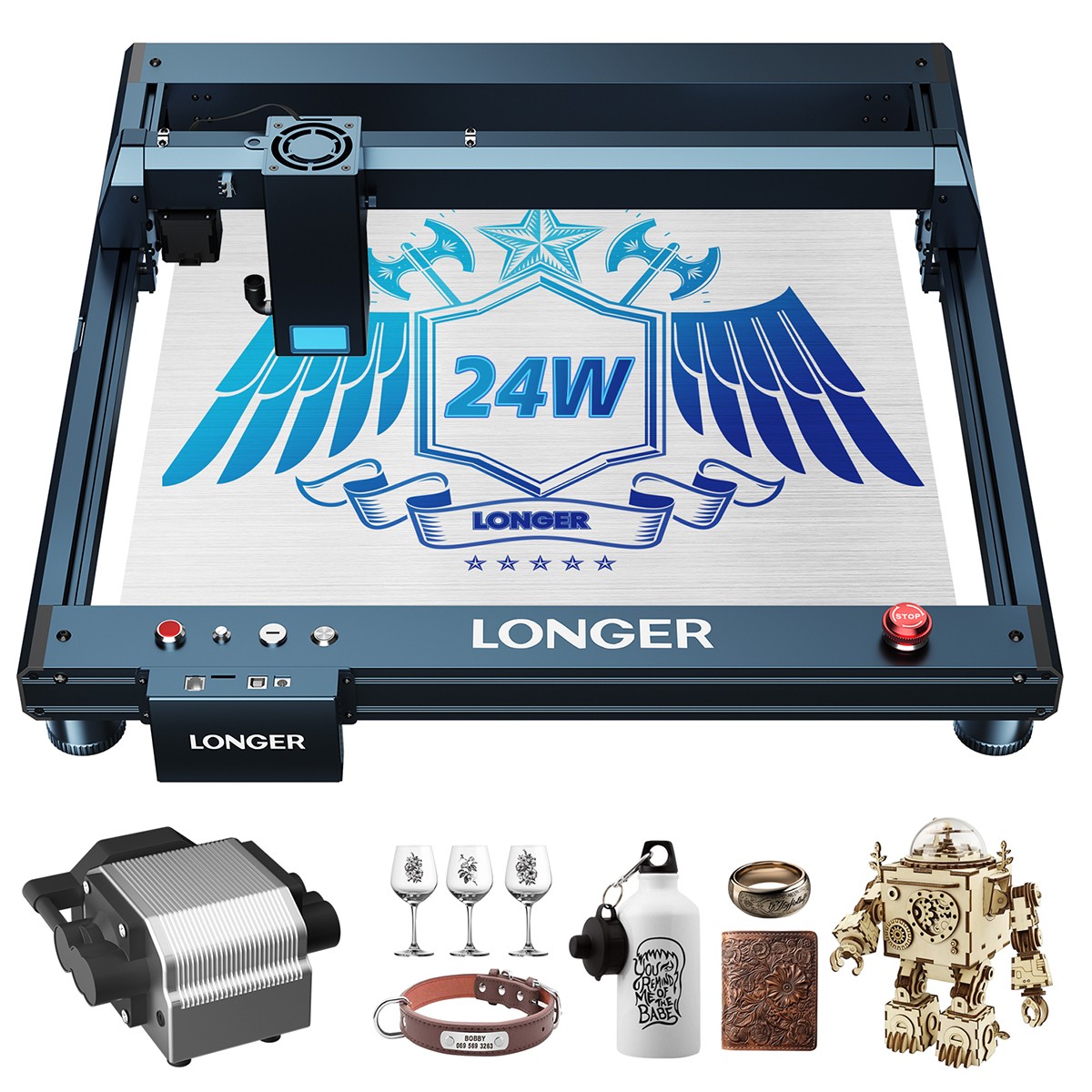 Longer Laser B1 20W Laser Engraver Cutting Engraving Machine W/ Air-Assist Pump