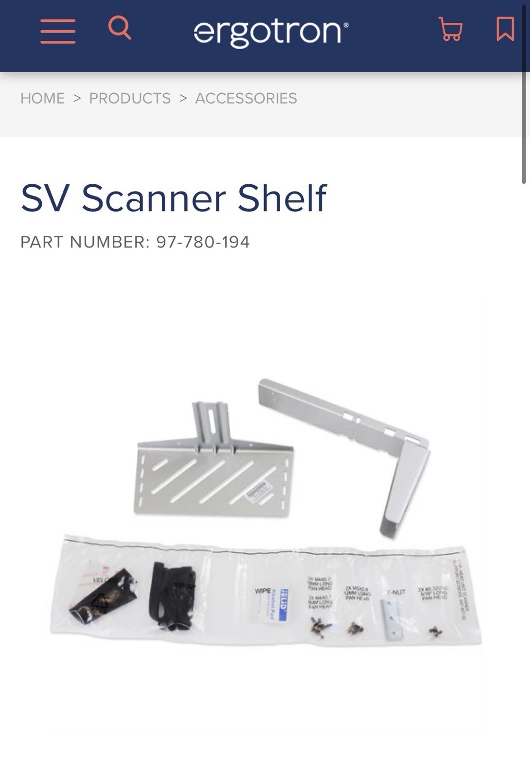 Ergotron StyleView Scanner Shelf 97780194 Mount to Wall or Cart