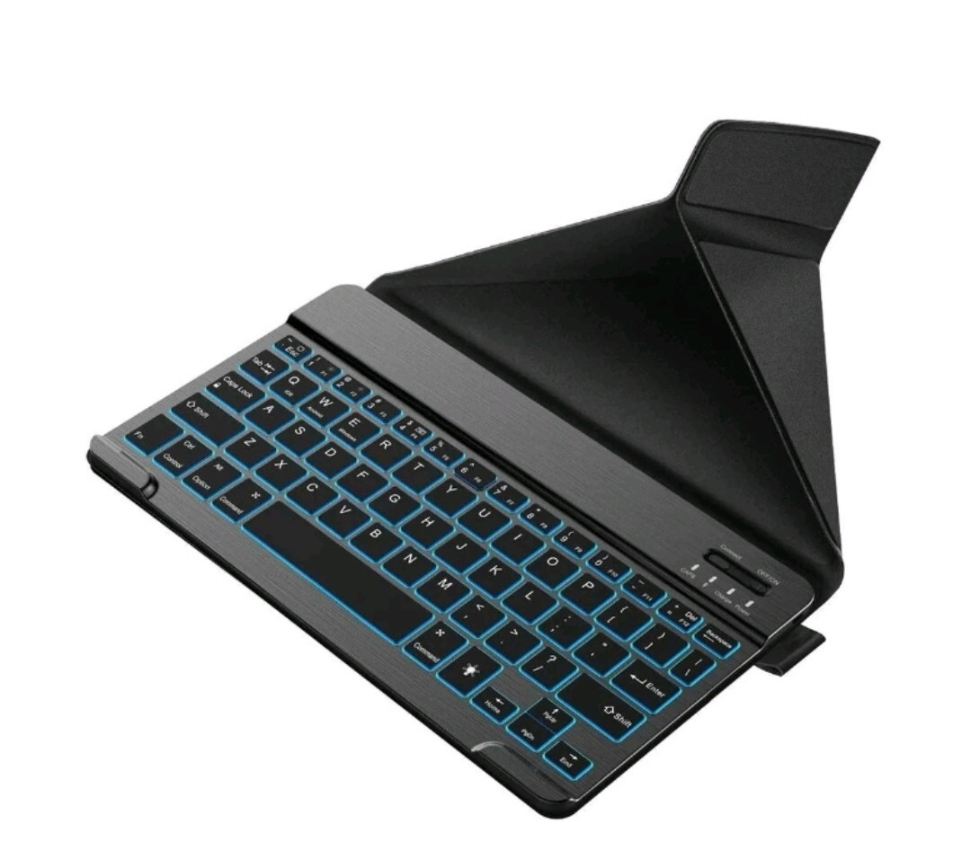 NULAXY Universal BLACK Wireless KEYBOARD Stand CASE 5 Multicolor Backlit Tablet 