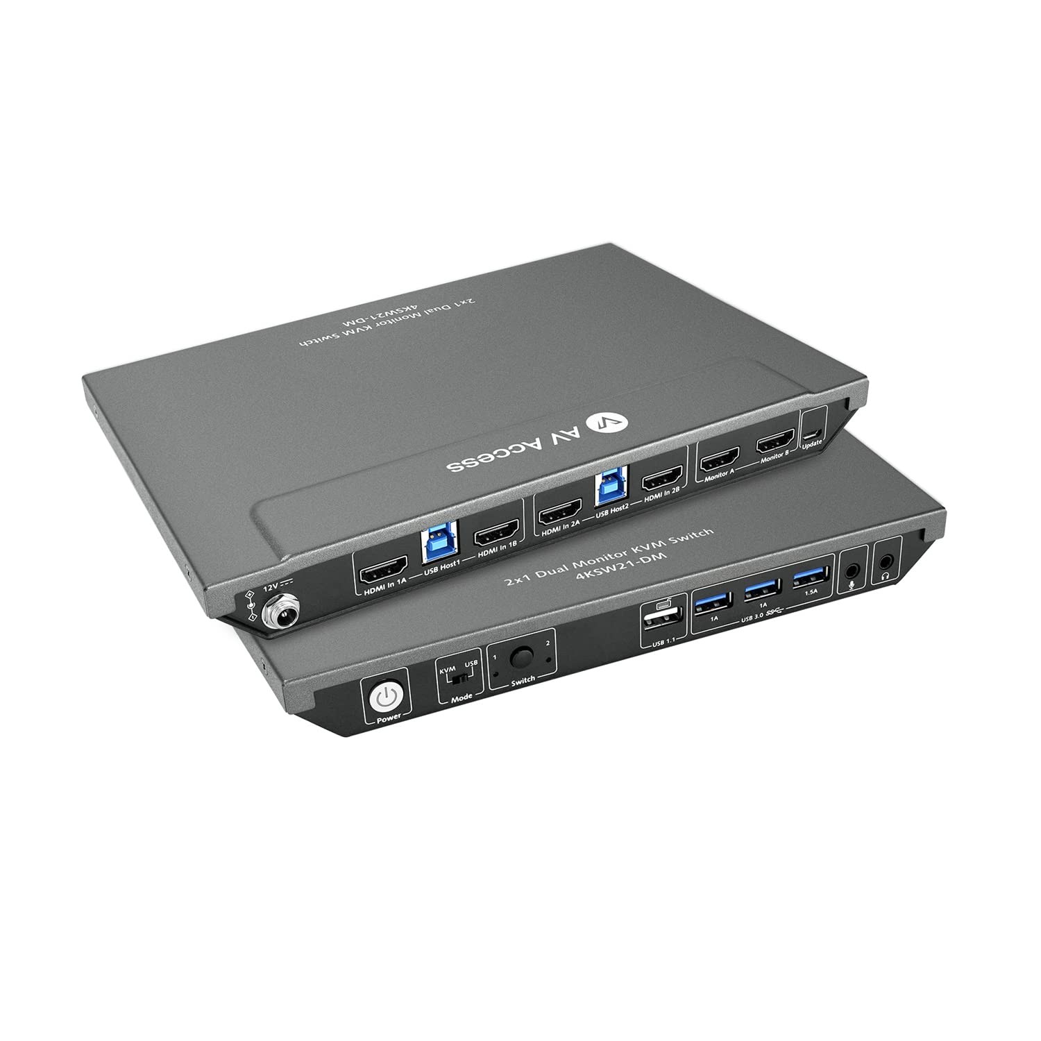 Access Switch Dual Monitor 2 Port 4K @ 60Hz , 2K@144Hz, 1080P@240Hz, USB 3.0