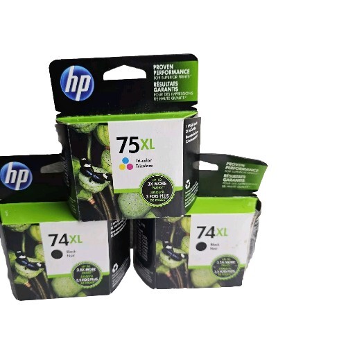 3 pack NEW Sealed Genuine HP 74XL Black Ink Print Cartridges expired 2017