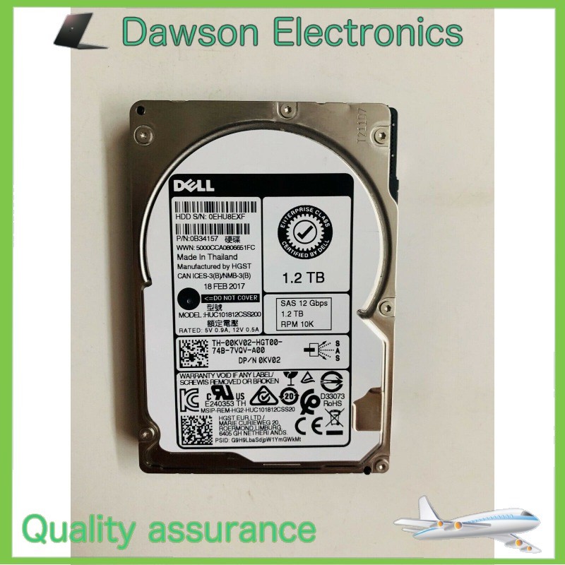 New Dell 00KV02 0KV02 HUC101812CSS200 1.2TB 2.5" 10K 12Gb/s SAS HDD Hard Drive