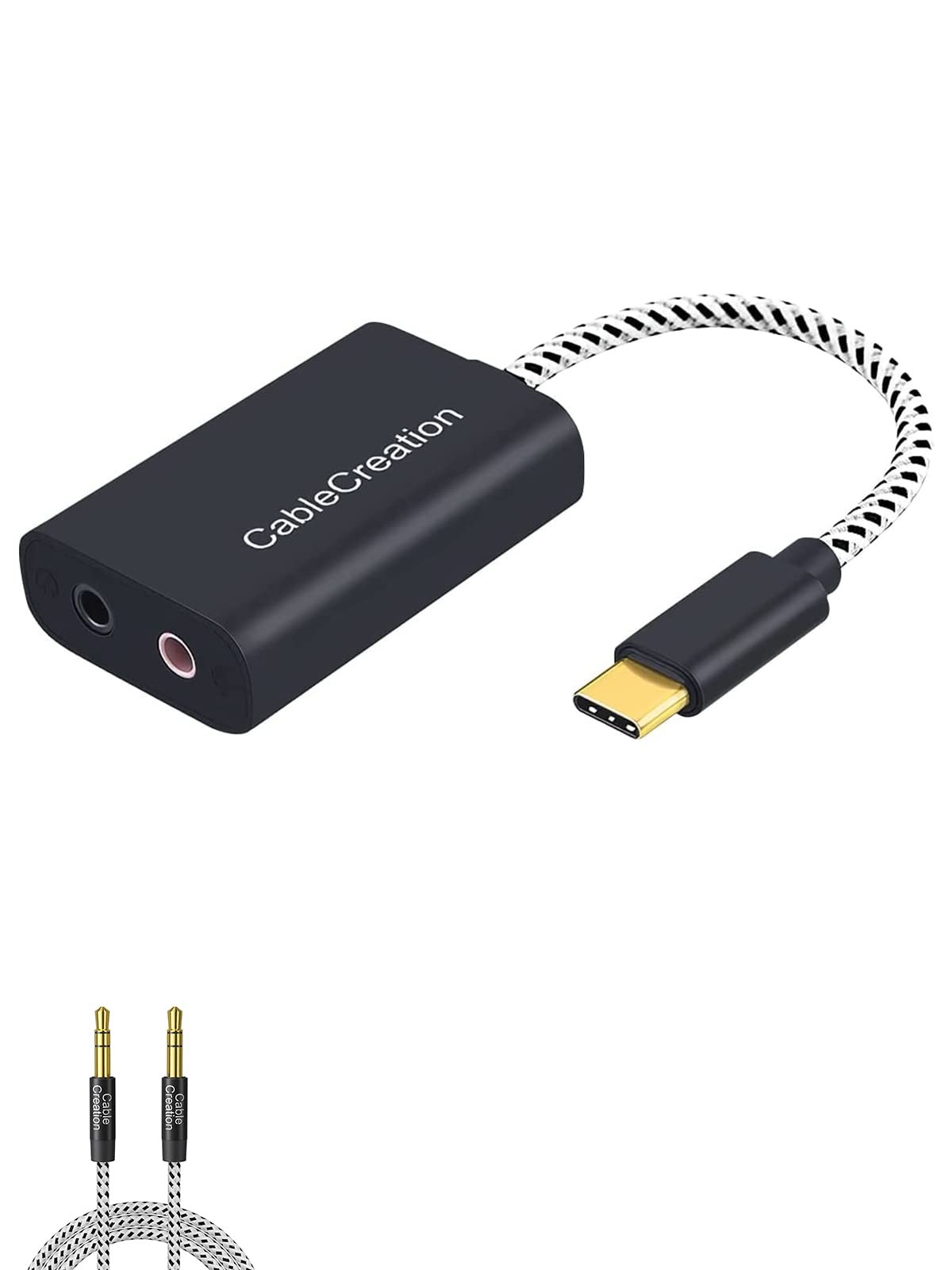 CableCreation USB-C Microphone Adapter Bundle with aux Cable