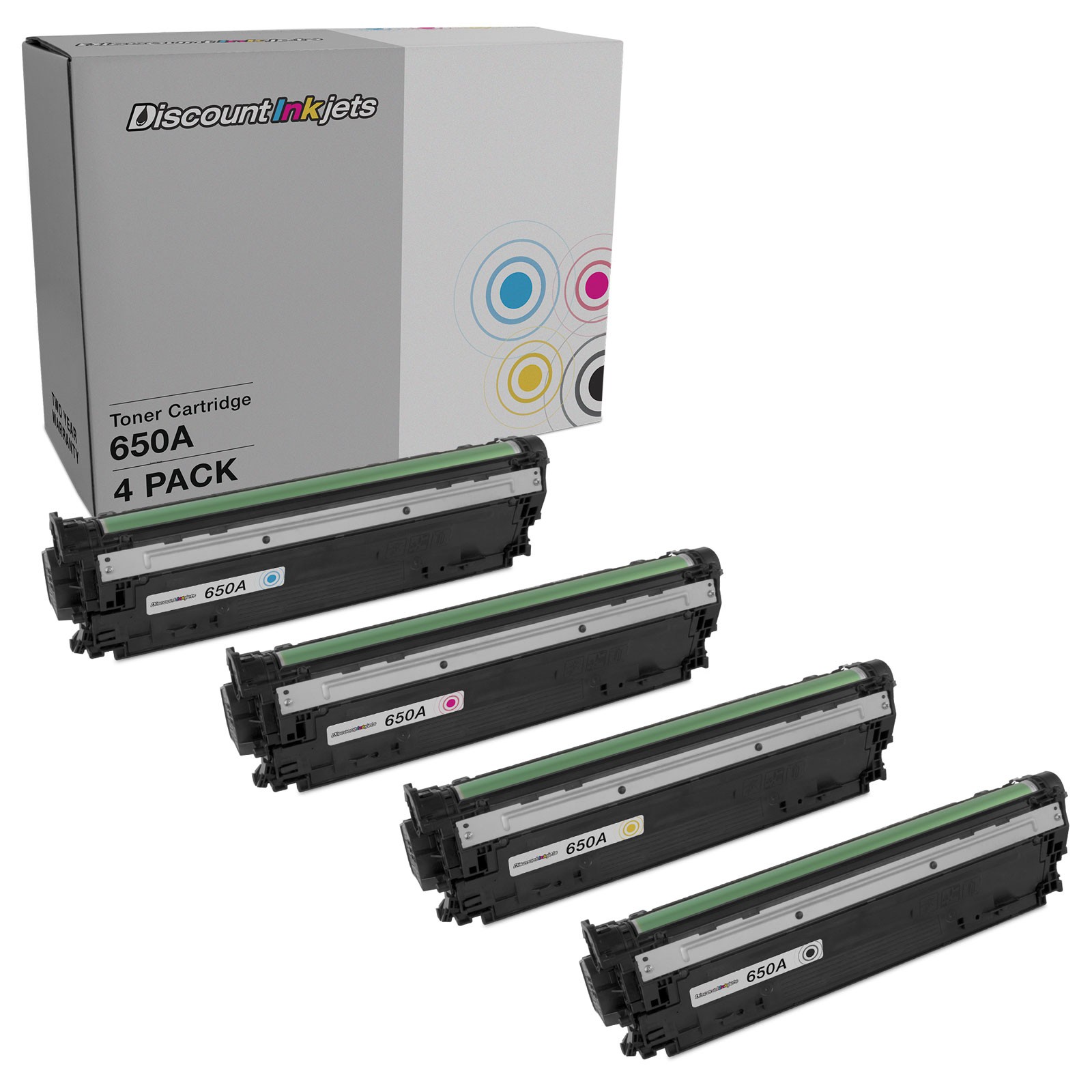 Toner Cartridge Replacement for HP 650A Black, Cyan, Magenta, Yellow 4pk