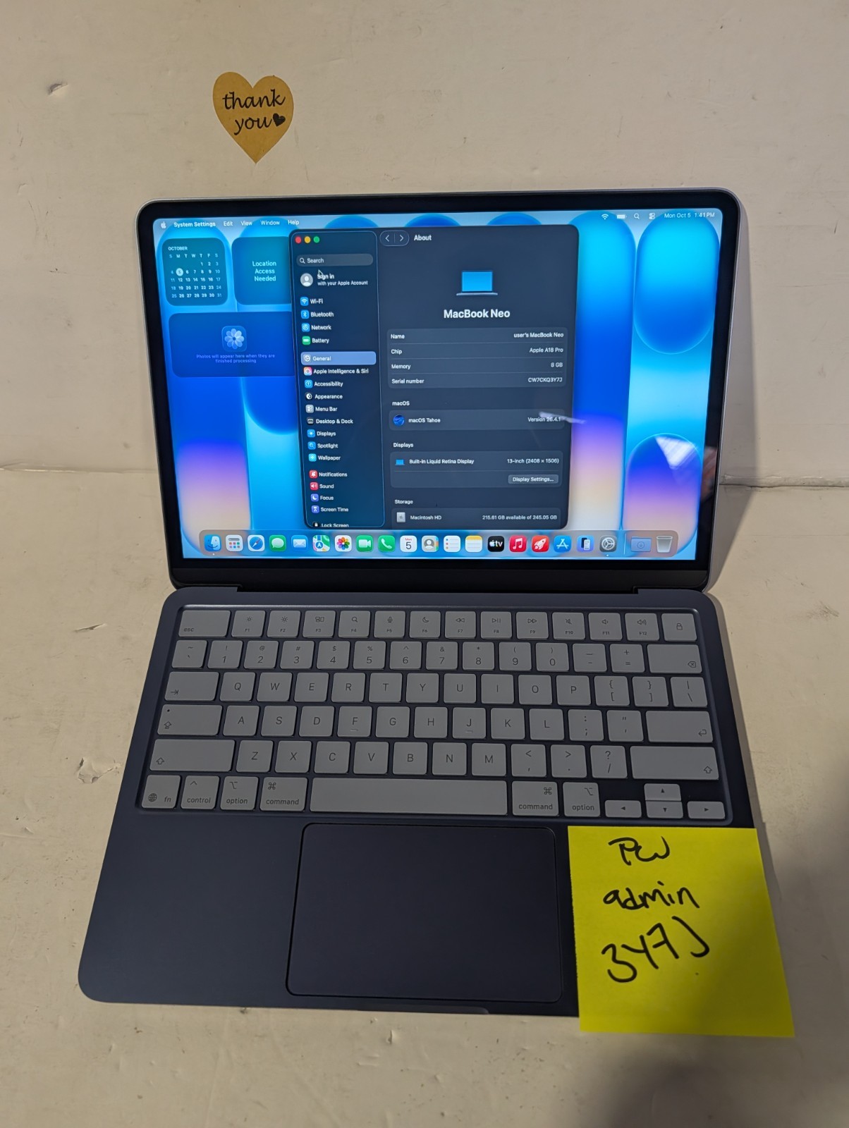 Apple MacBook Neo 13" A3404 A18 Pro 8GB Ram 256GB SSD Indigo