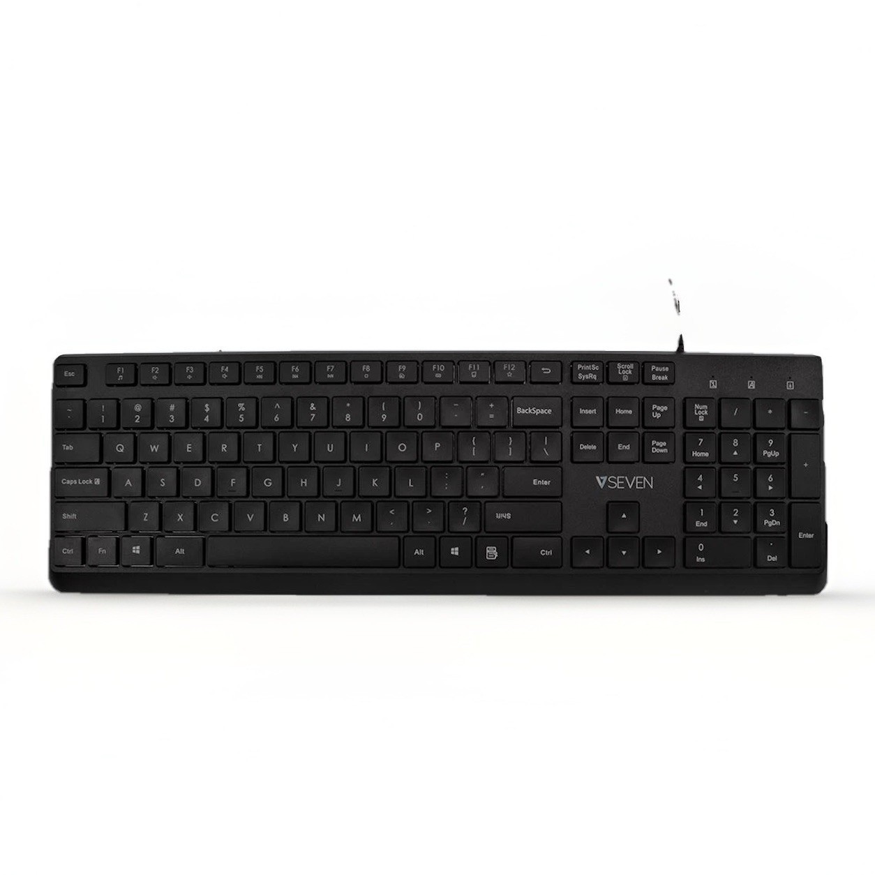 V7 KU350US USB Wired Keyboard Full Size Low Profile Quiet Keys Black US Layout