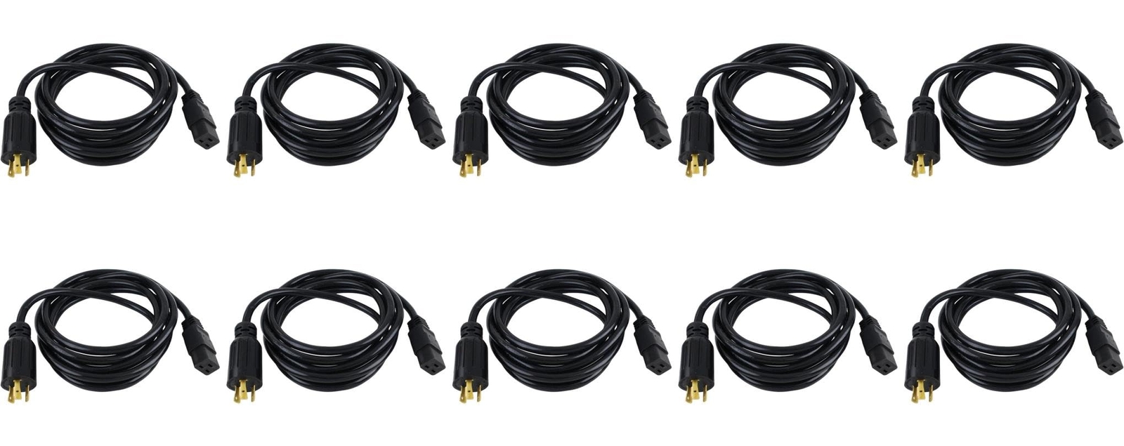 Heavy Duty 12 Awg Ac Power Cord Nema 6 20p C19 Black 10 Pack IEC