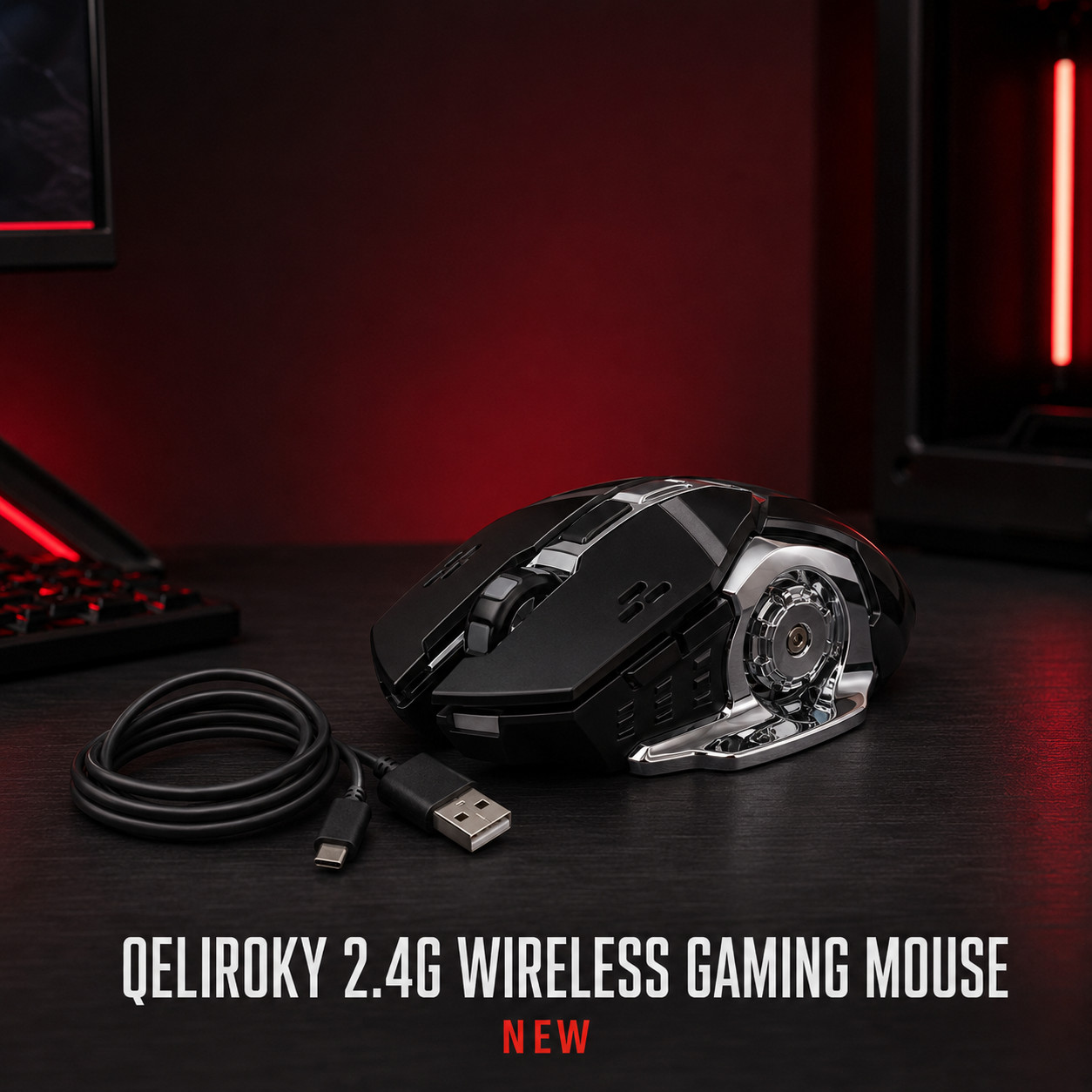 New 2.4G Wireless Rechargeable Gaming Mouse Silent Click with 6 Buttons, 3 Ad...