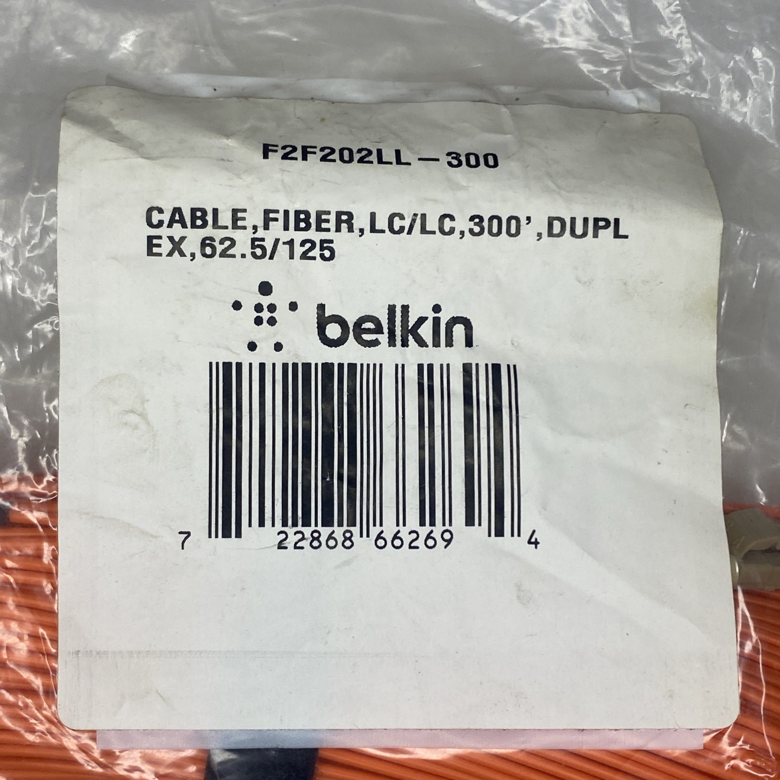 Belkin 300FT MMF Cable LC LC-Duplex 62.5/125 Fiber Optic F2F202LL - 300