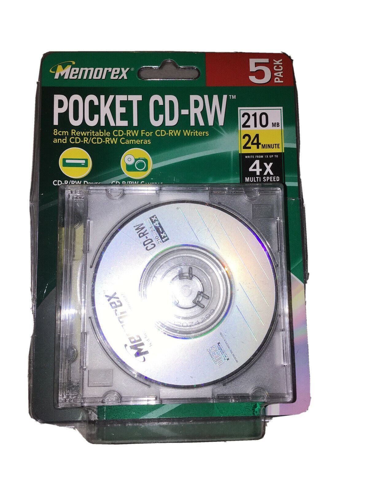 Memorex Pocket CD-RW 210 mb, 8cm Rewritable, 24 Minute 4x Speed (5-Pack)