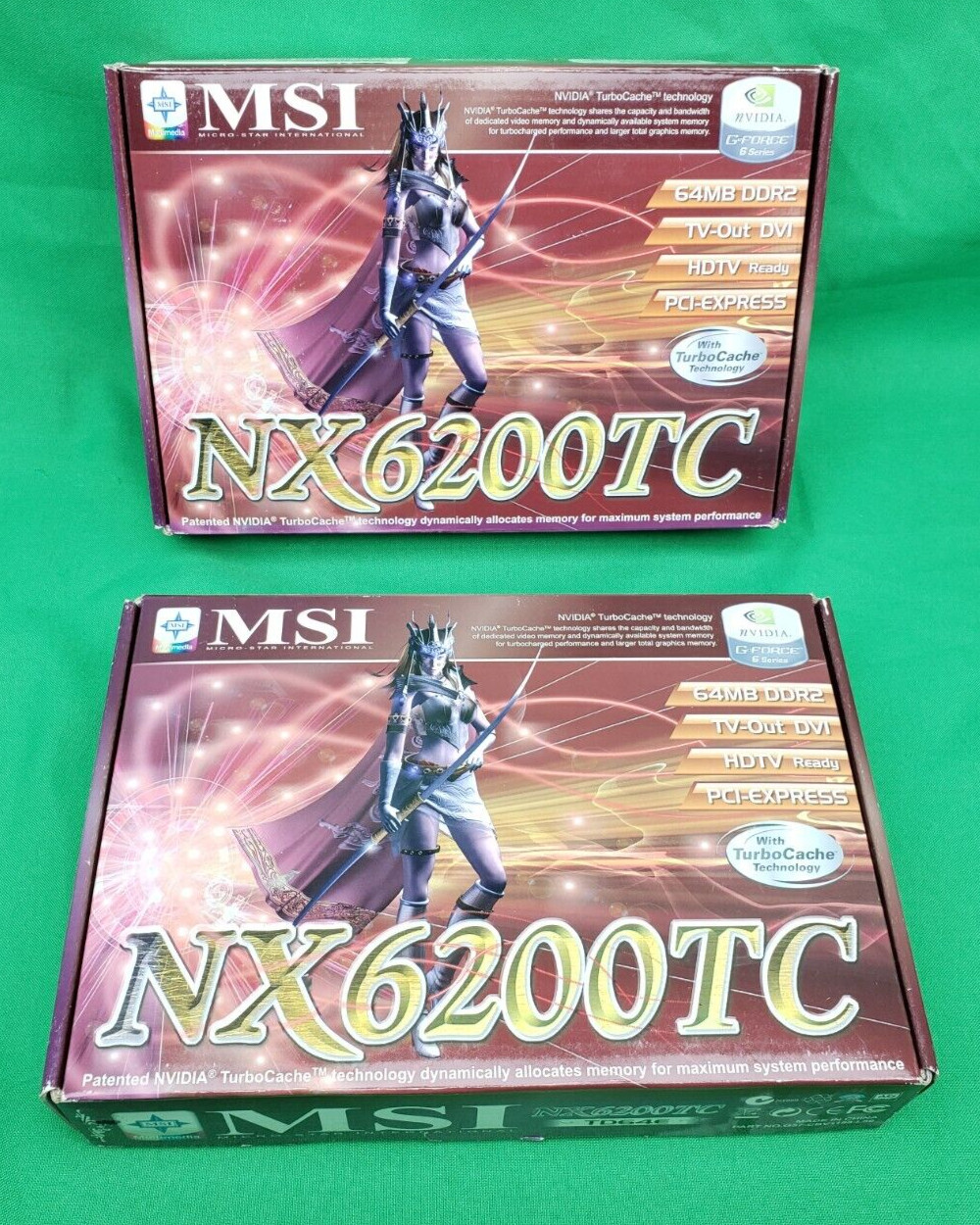 *LOT OF 2* MSI GeForce 6200 silent PCI-E x16 GC 128MB/VGA/S-Video/DVI
