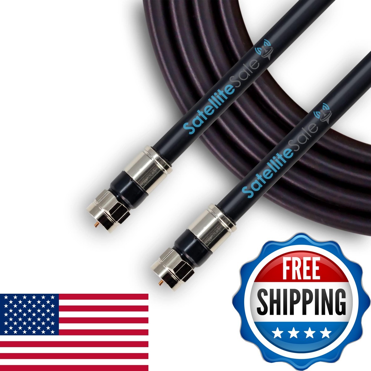 SatelliteSale 75Ohm RG-6/U Coaxial Cable F-Type Indoor/Outdoor Black 200ft