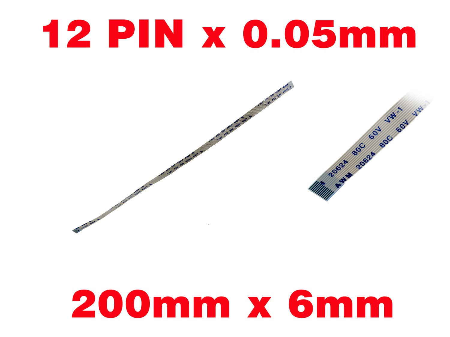 Tablecloth Ribbon Cable ZIF LIF FPC 12 PINS Pitch 0.5MM Length 200 mm Width 6 mm