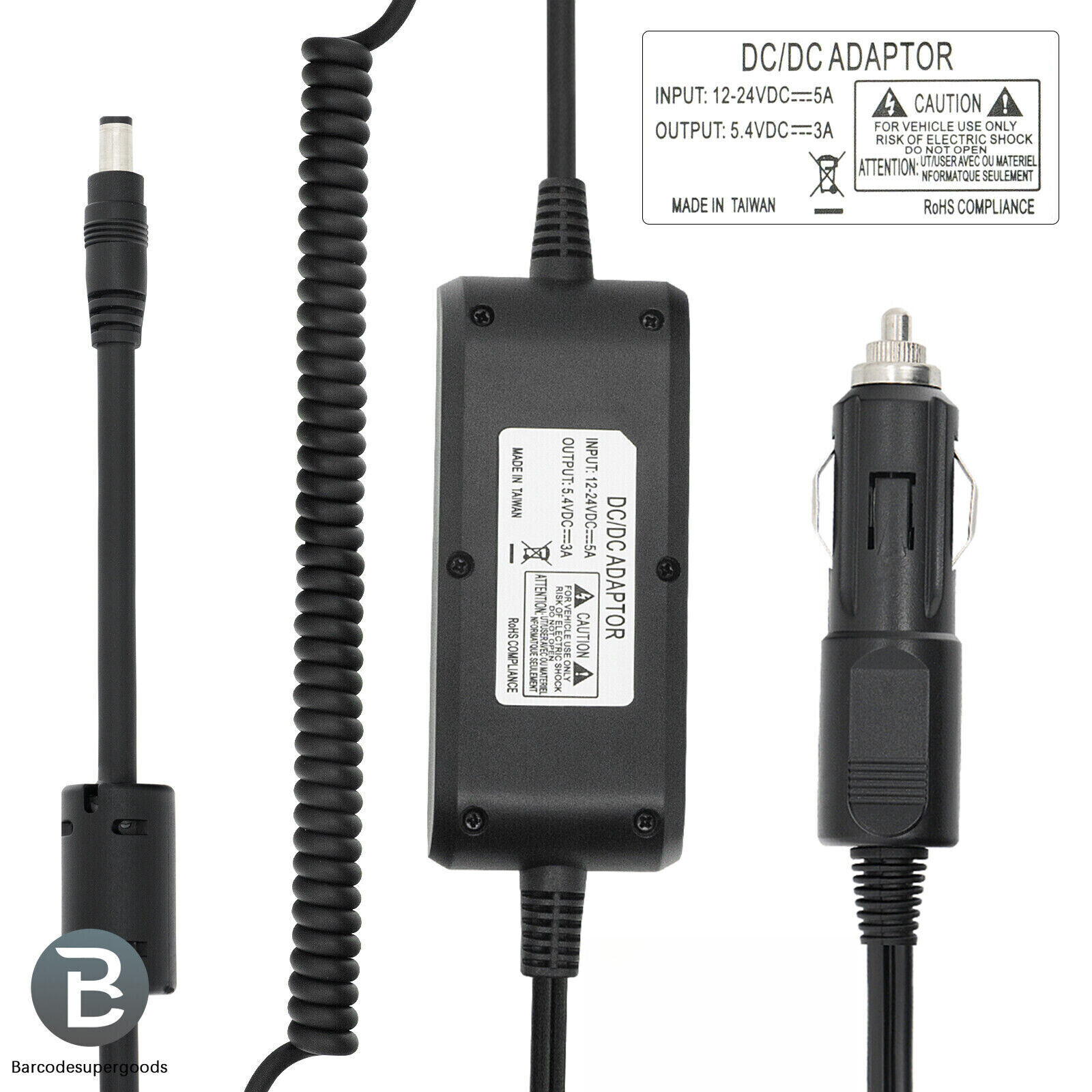 For Zebra ZQ510 ZQ511 ZQ520 ZQ521 QLN220 QLN320 QLN420 Car/RV DC Adapter Charger
