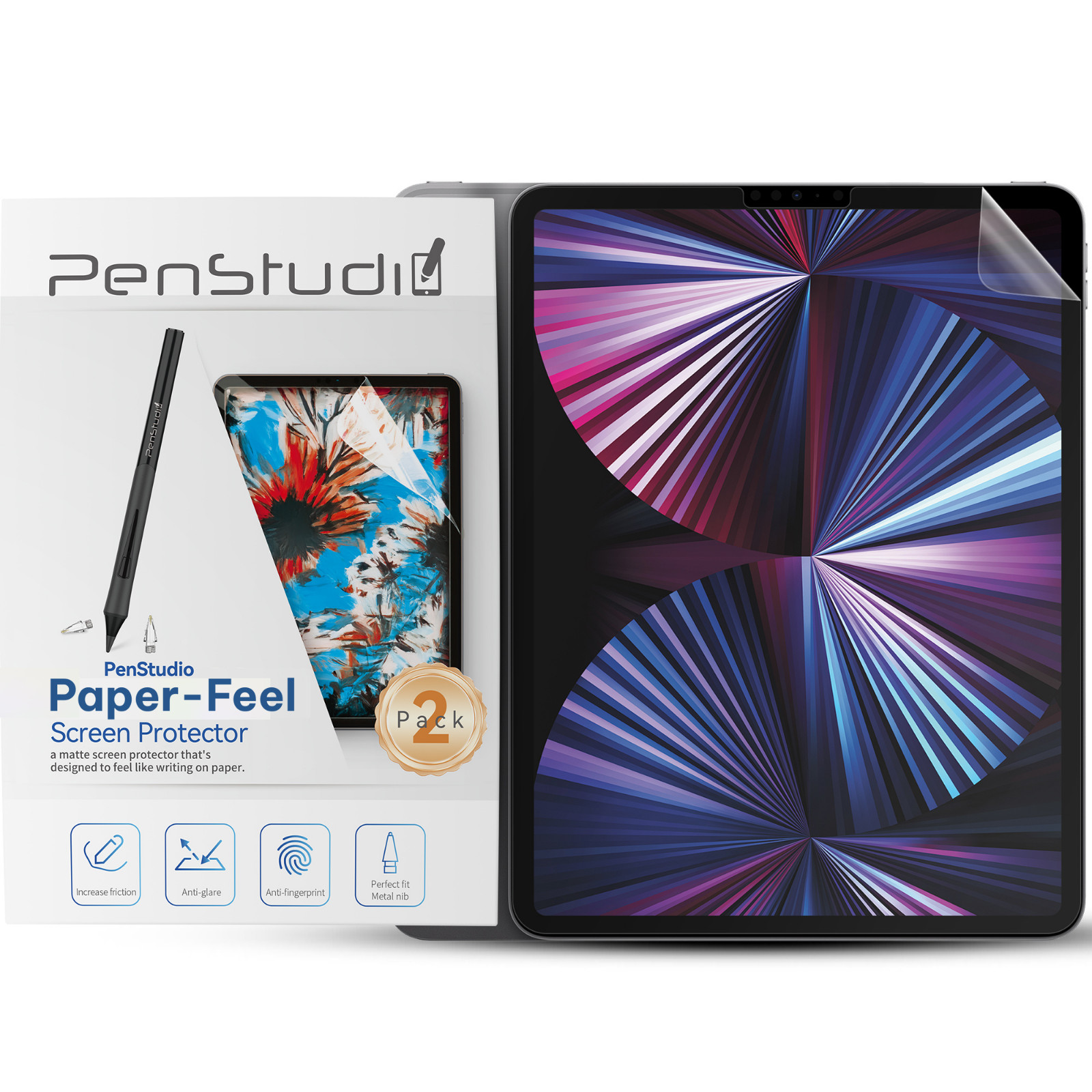 Penstudio Paper-Feel Screen Protector for iPad Pro 12.9" 3/4/5/6 | Anti-Glare