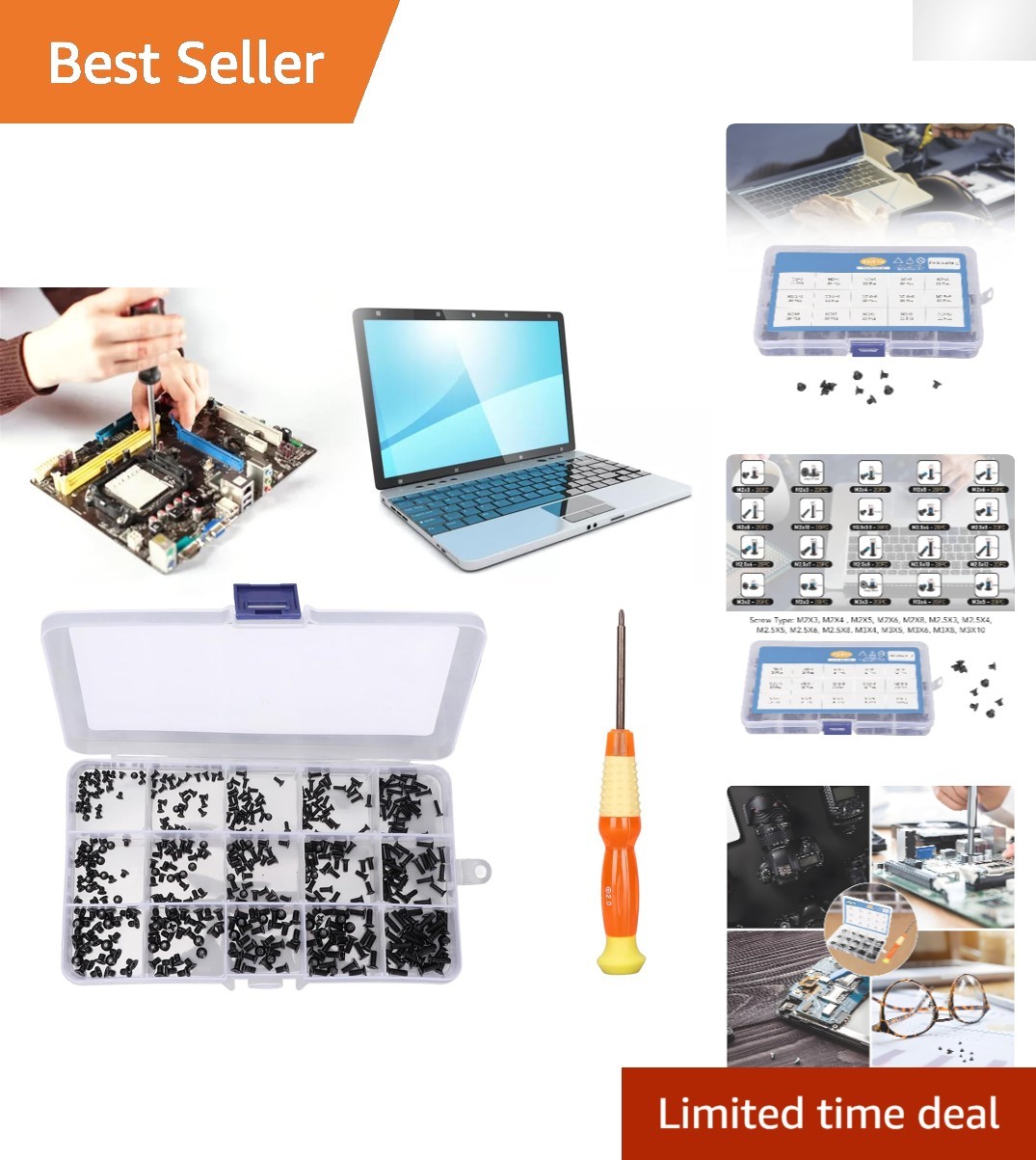Comprehensive 450 Pcs Laptop Repair Screws Kit with M2 M2.5 M3 Sizes Included