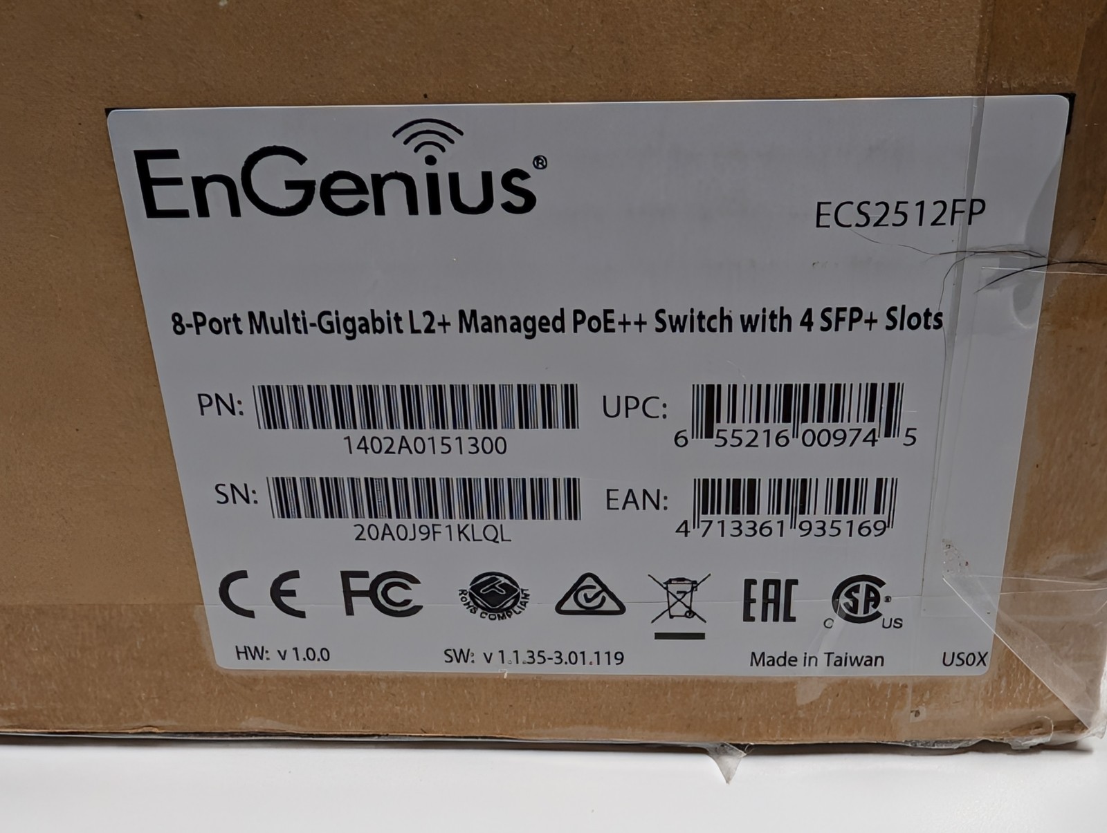 EnGenius ECS2512FP 8-Port 2.5GbE PoE++ 240W Cloud Managed Switch 4x 10G SFP+