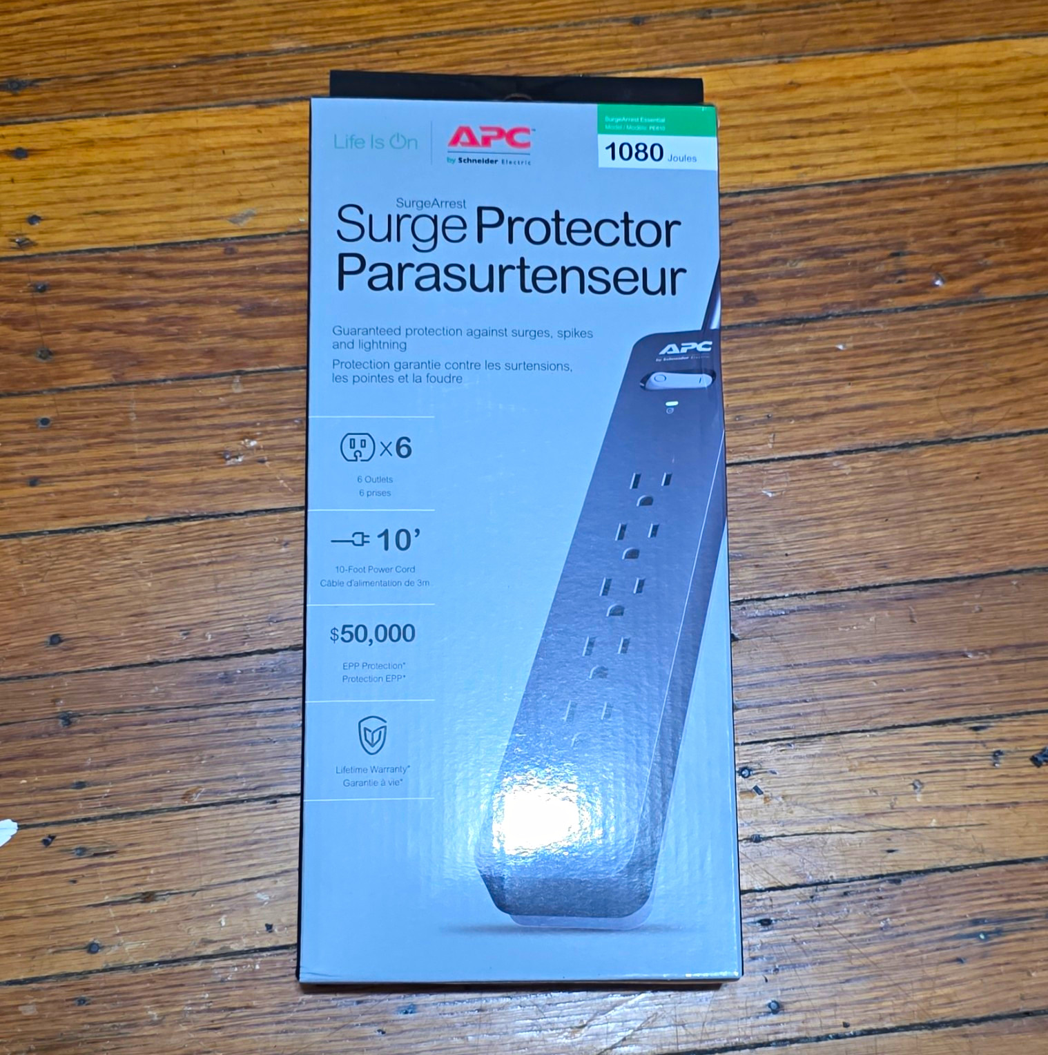 APC SurgeArrest Essential Surge Protector 6 Outlet 10 ft 1080J 120V 15A P6WU2