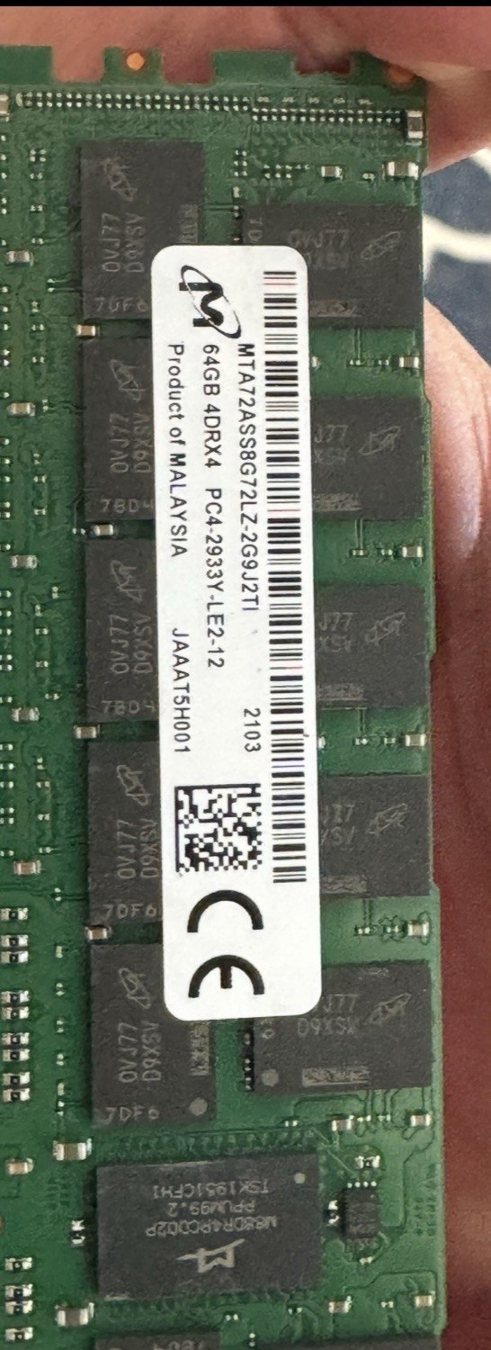 Micron  64GB 4DRX4 PC4-2400T MTA72ASS8G72LZ-2G3B2PG HPE 809085-091 - Many More
